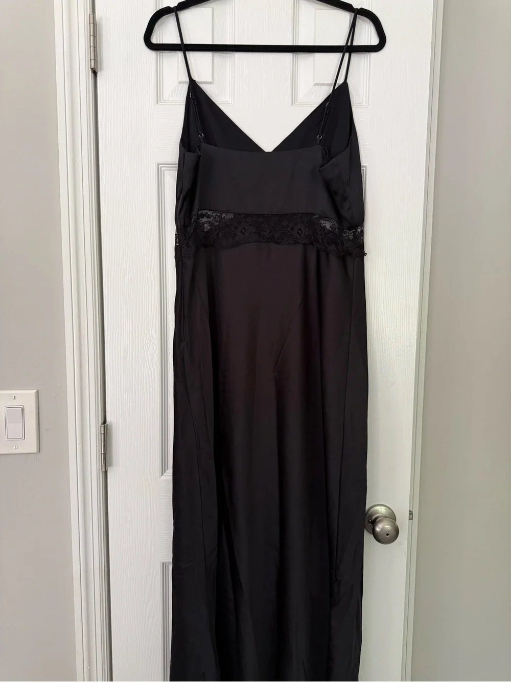 Abercrombie & Fitch Black Satin Lace Slip Dress Maxi Dress Women’s Large
